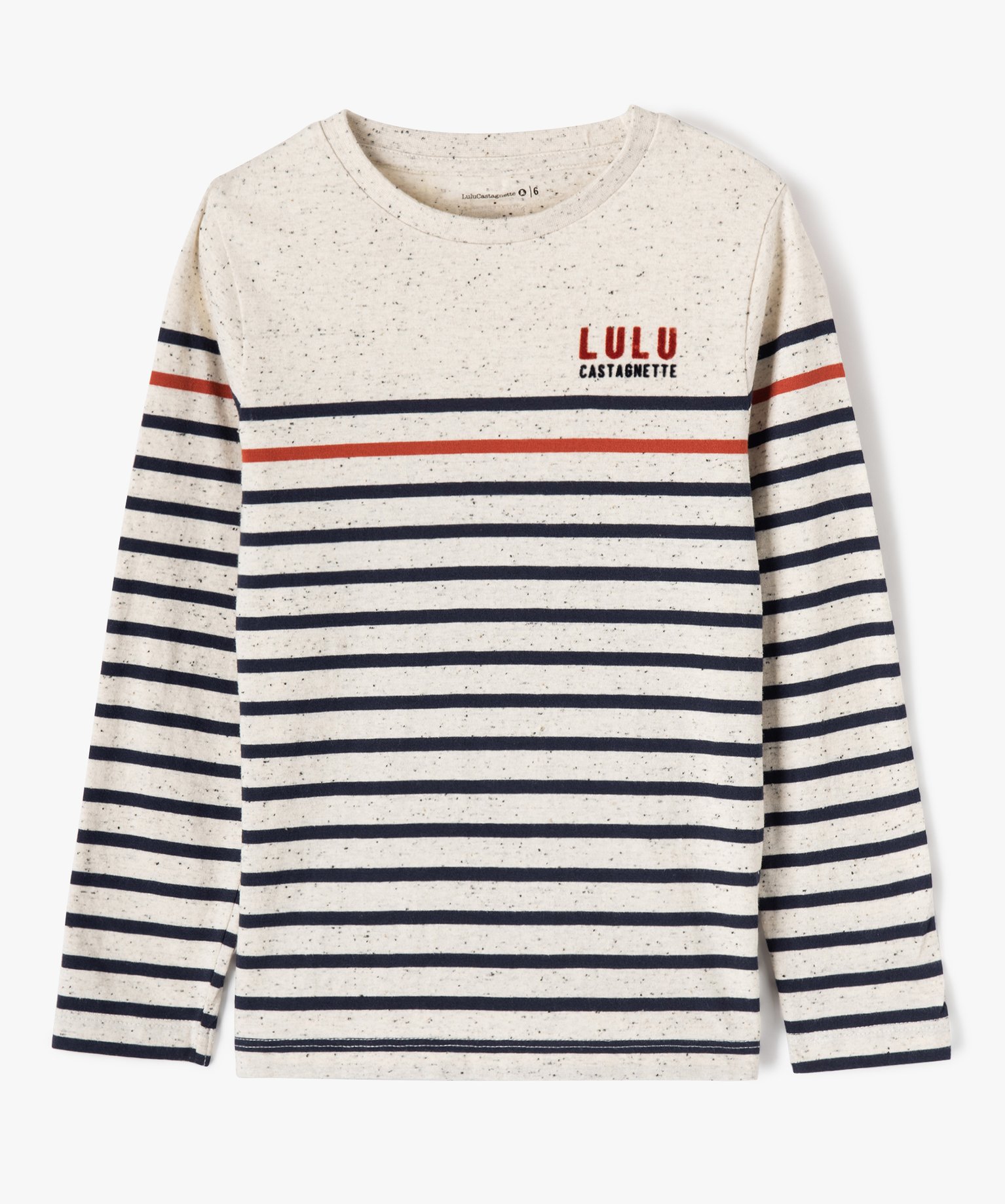 Tee-shirt à manches longues à rayures Garçon - LuluCastag... ecru | GEMO