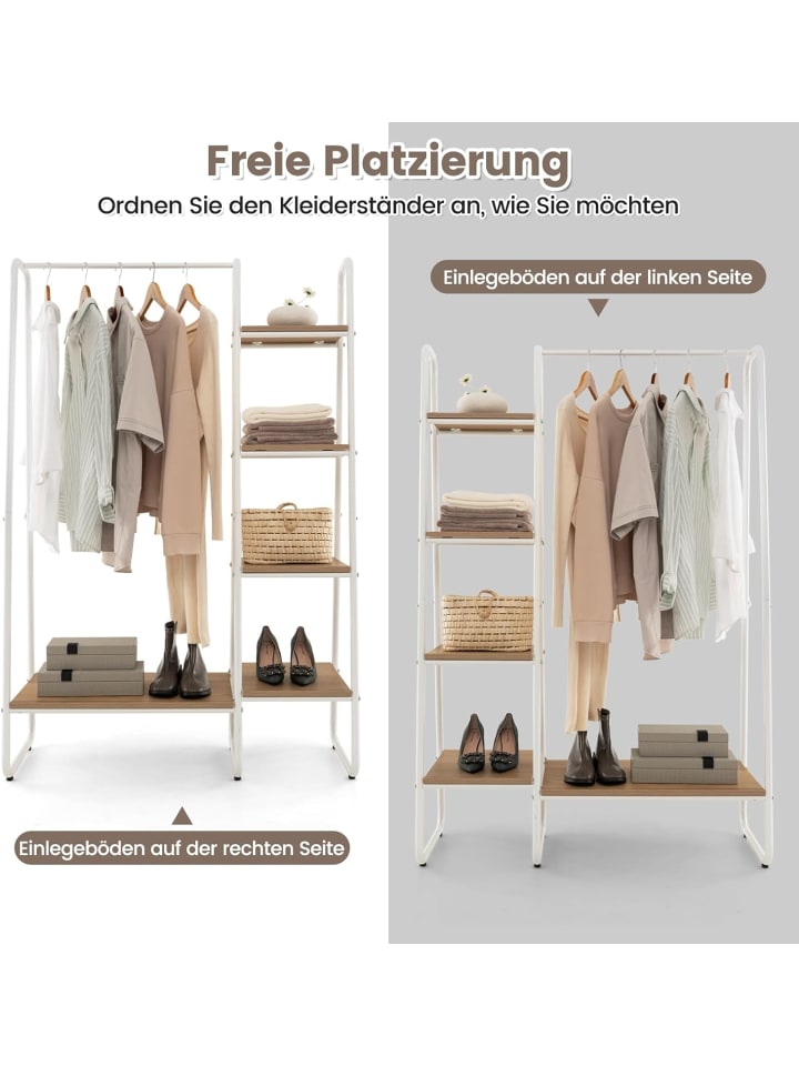 COSTWAY Kleiderständer mit 4 Regalen in Beige günstig kaufen onesize