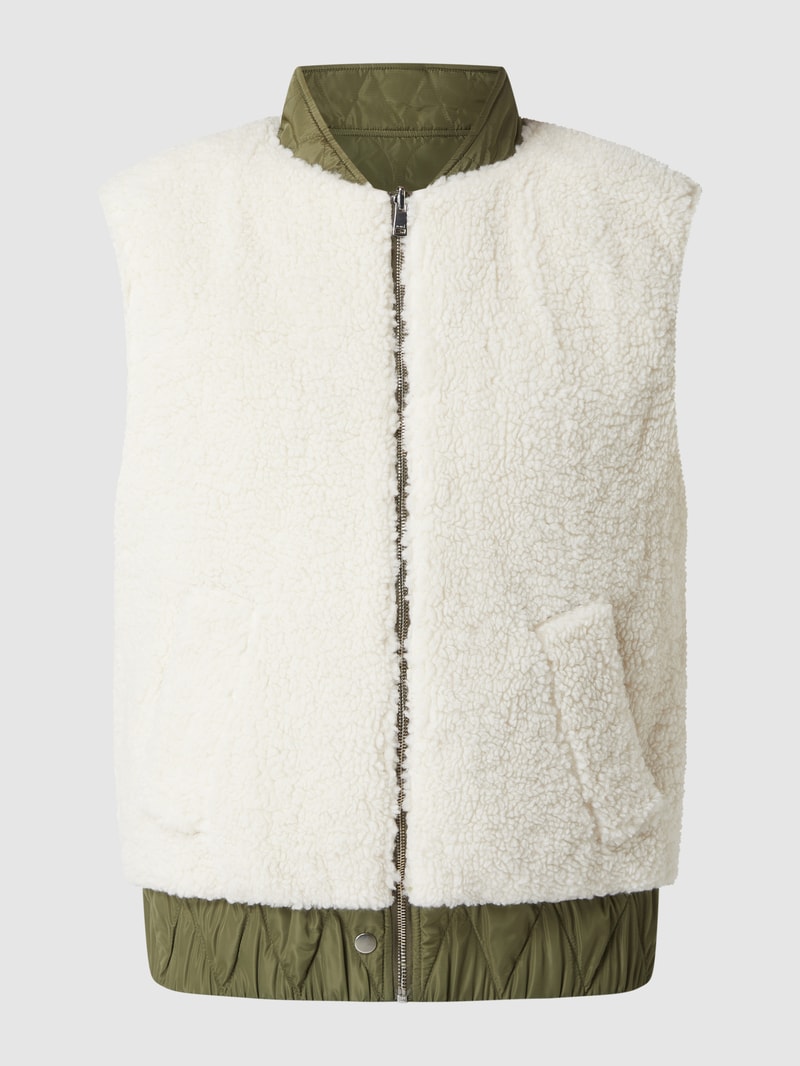 Wendeweste aus Teddyfell in khaki