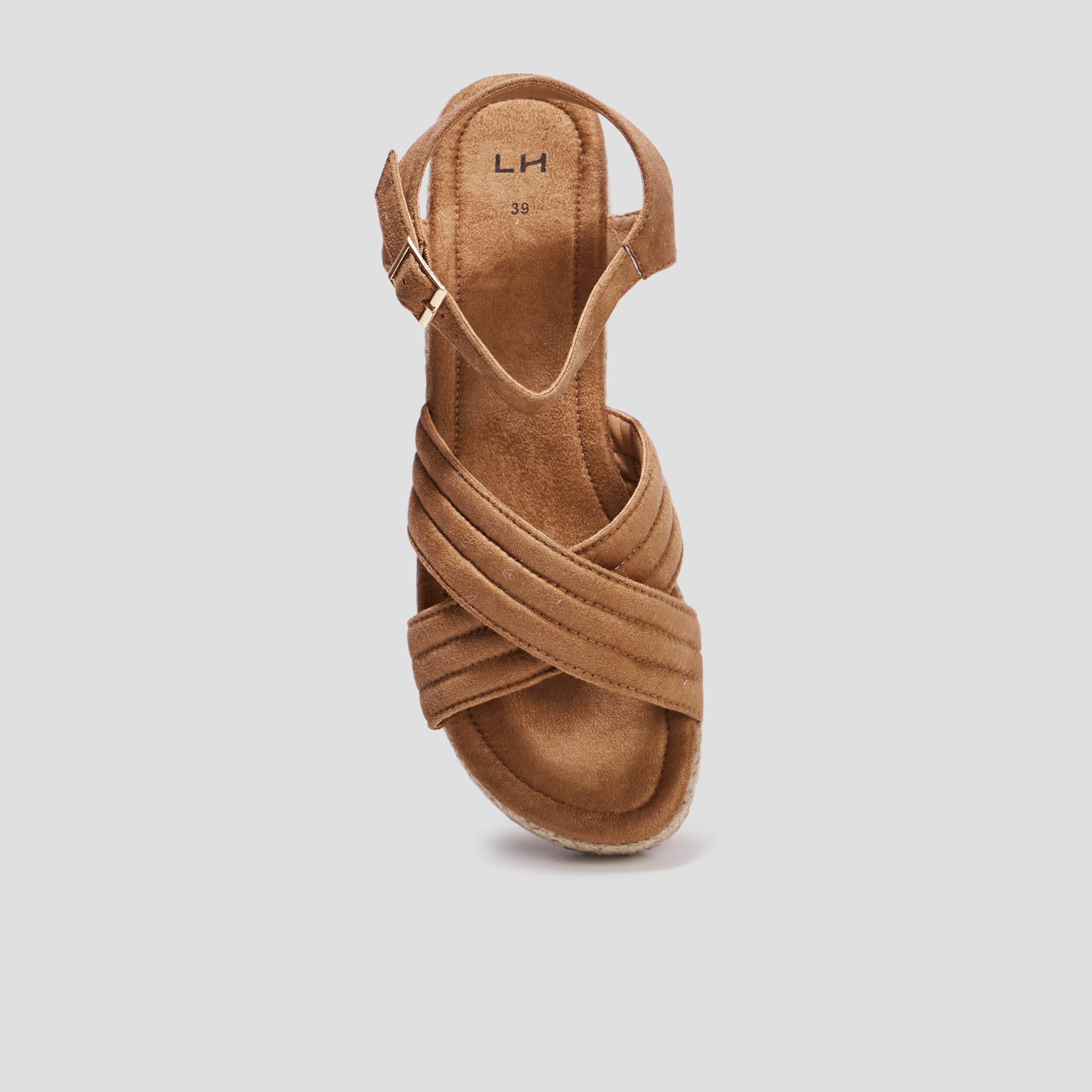 Sandales compensées brides croisées sable femme | La Halle