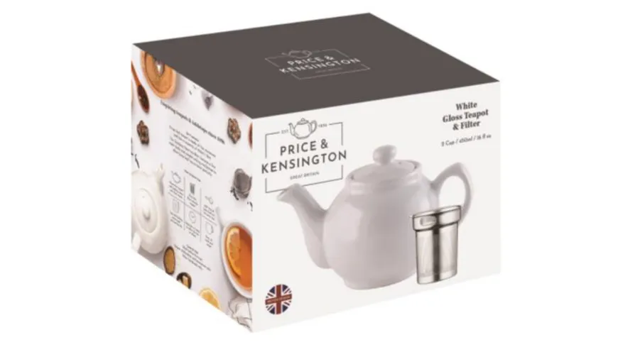 PRICE & KENSINGTON Set Teekanne + Teesieb weiss