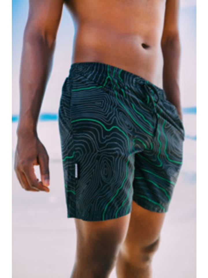 GUGGEN MOUNTAIN Badehose für Herren in grün in schwarz günstig kaufen L