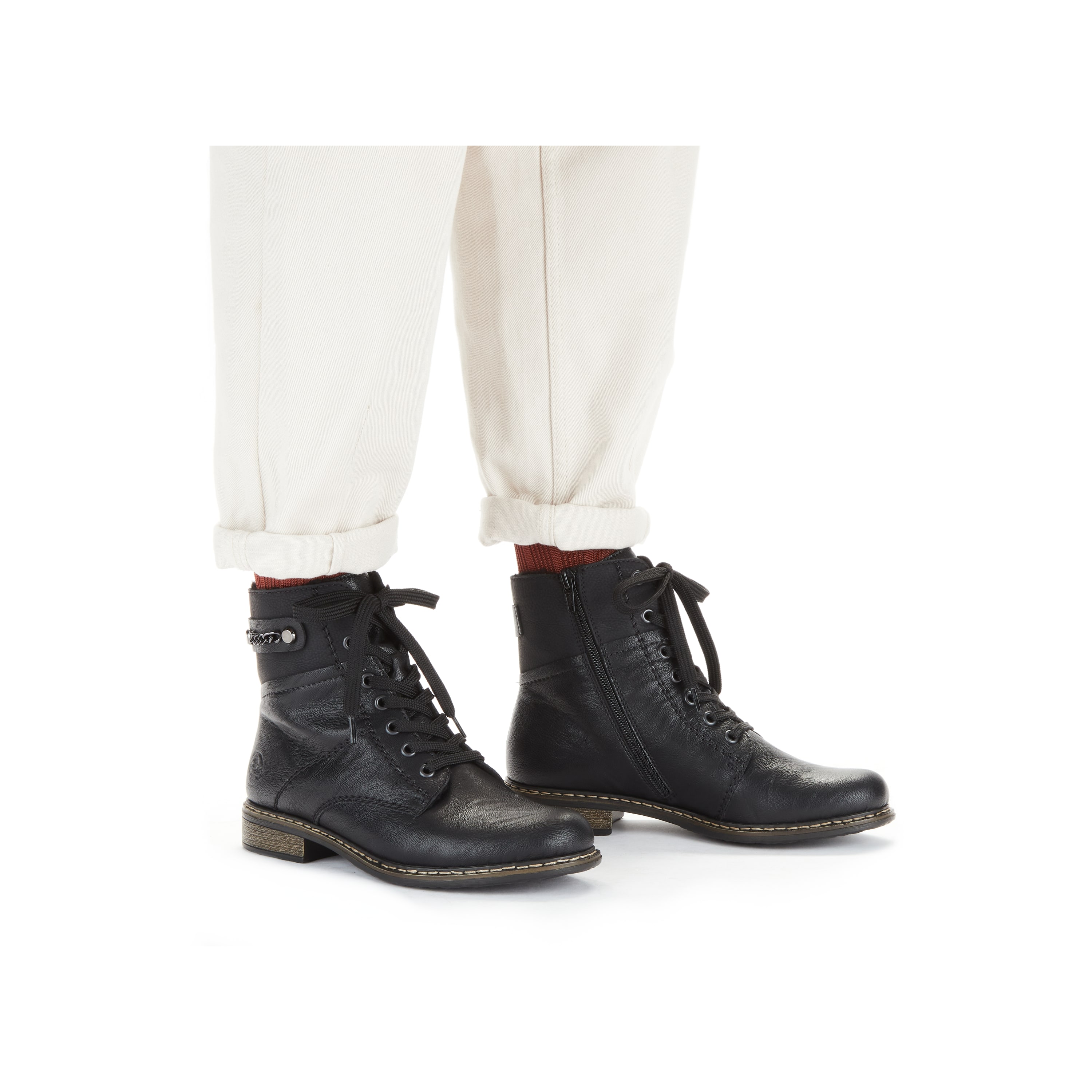 Rieker Damen Schnürstiefel tiefschwarz
