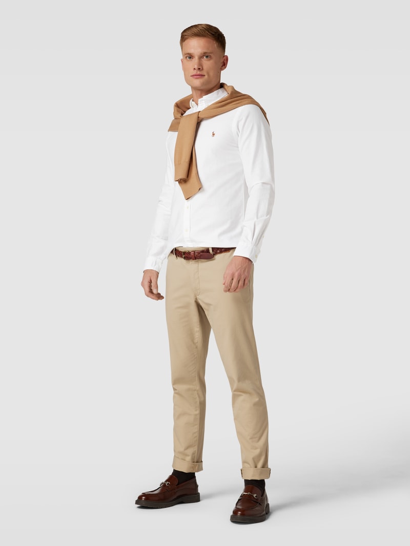 Slim Fit Freizeithemd mit Button-Down-Kragen in weiß