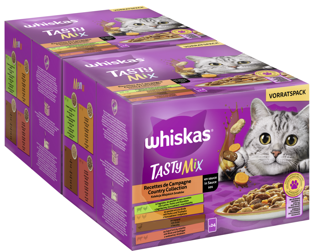 Whiskas TASTY MIX Portionsbeutel Multipack Country Collection in Sauce 24 x 85g