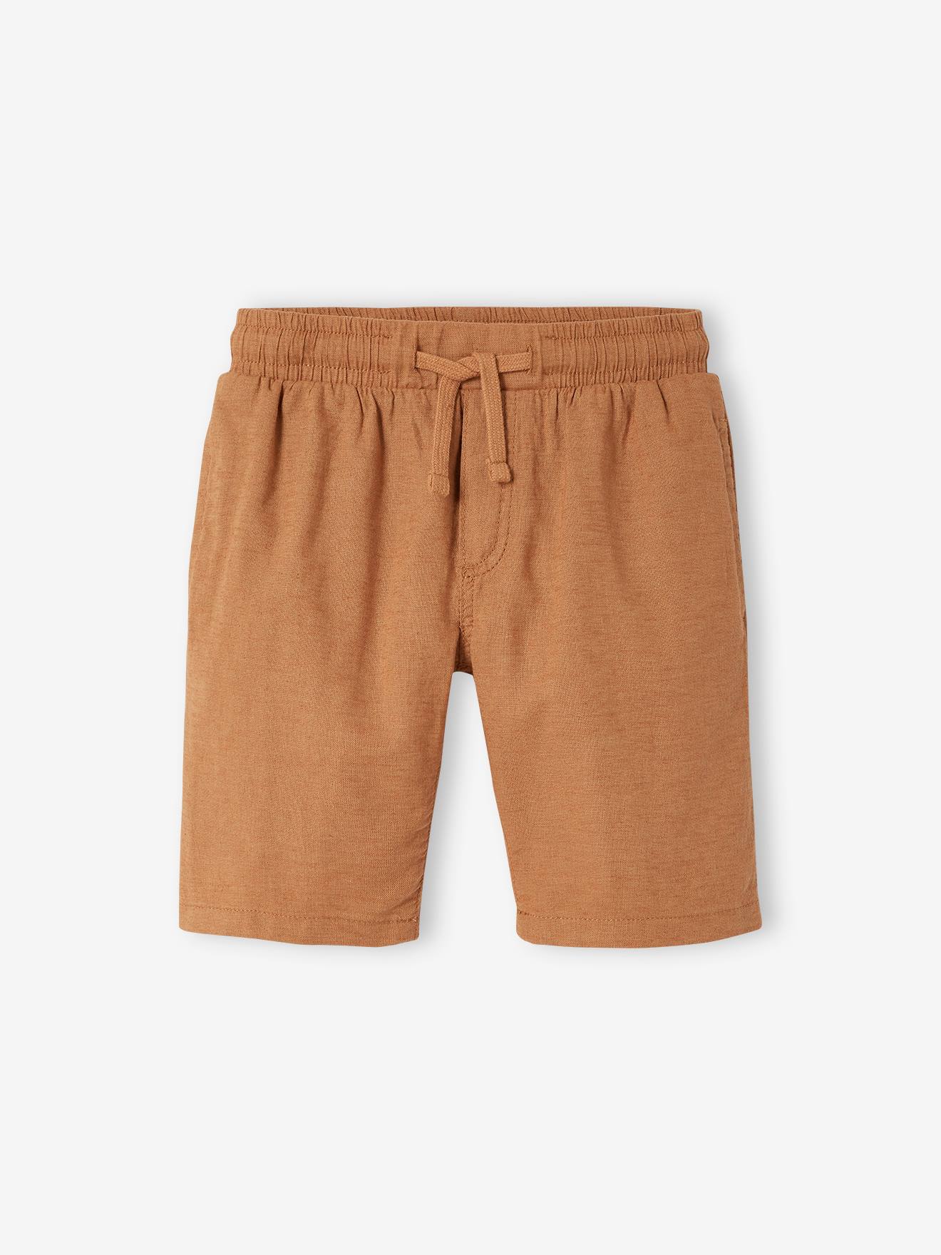 Bermuda coton/lin garçon noisette