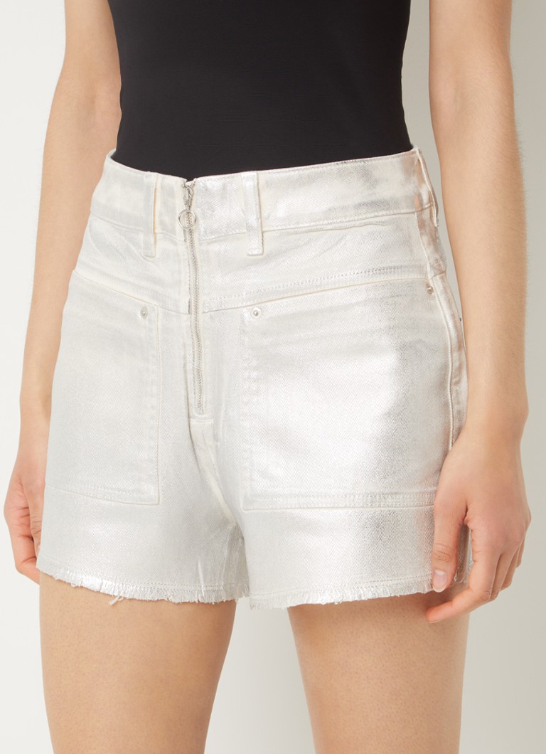 Shorts in denim a vita alta e taglio dritto di ba&sh con finitura metallizzata