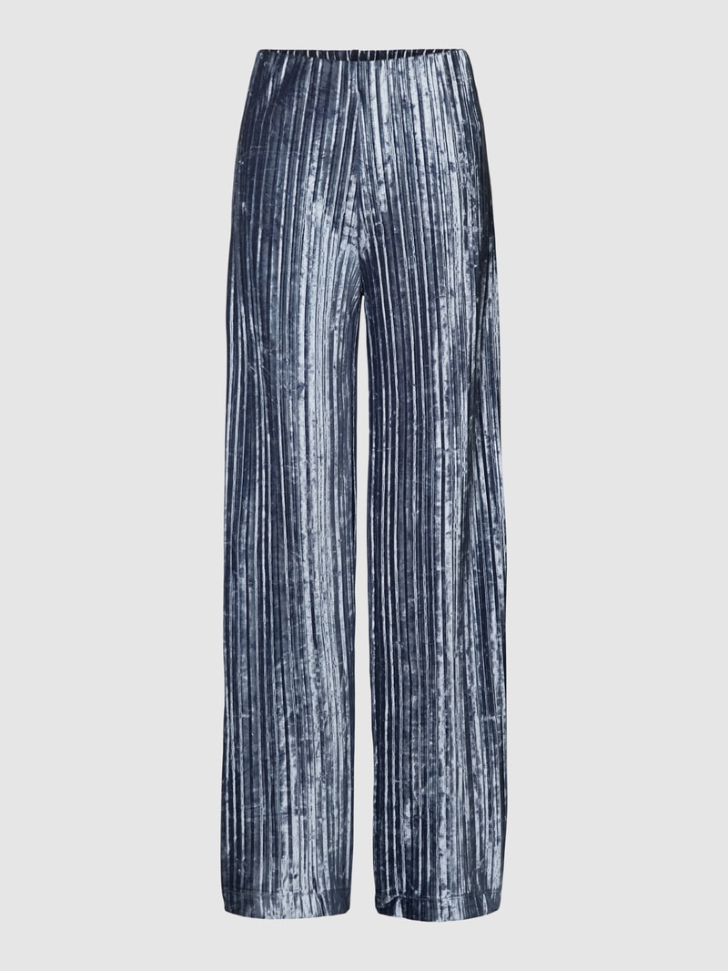 Marlenehose in Samt-Optik mit Plisseefalten in royalblau