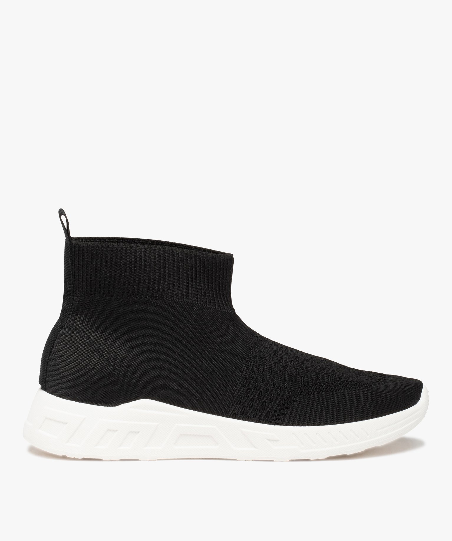 Baskets femme mid-cut en maille unie style chaussettes noir | GEMO