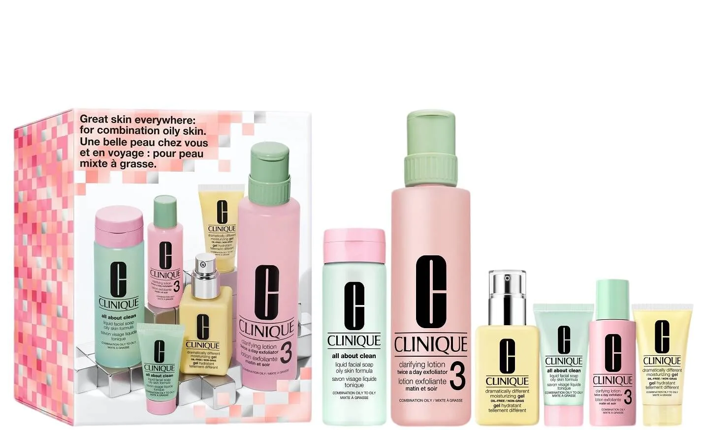 Clinique Great Skin Everywhere gavesæt til kombineret og fedtet hud