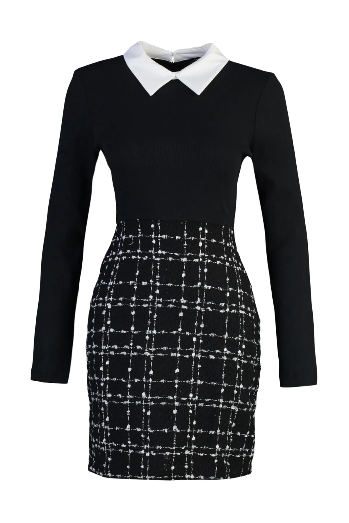 Trendyol Collection  Schwarzes Tweed-Webkleid TWOAW21EL0454