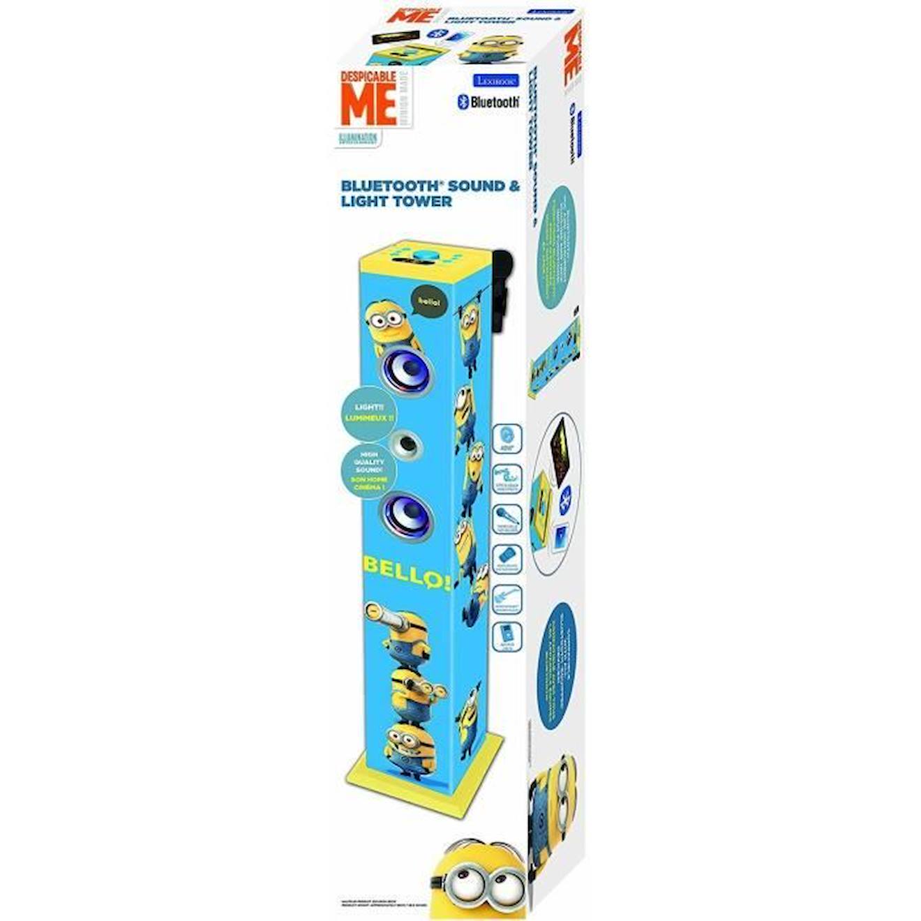 Puissante Enceinte Lumineuse Bluetooth® format tour avec micro et fonction changement de voix Les Minions bleu