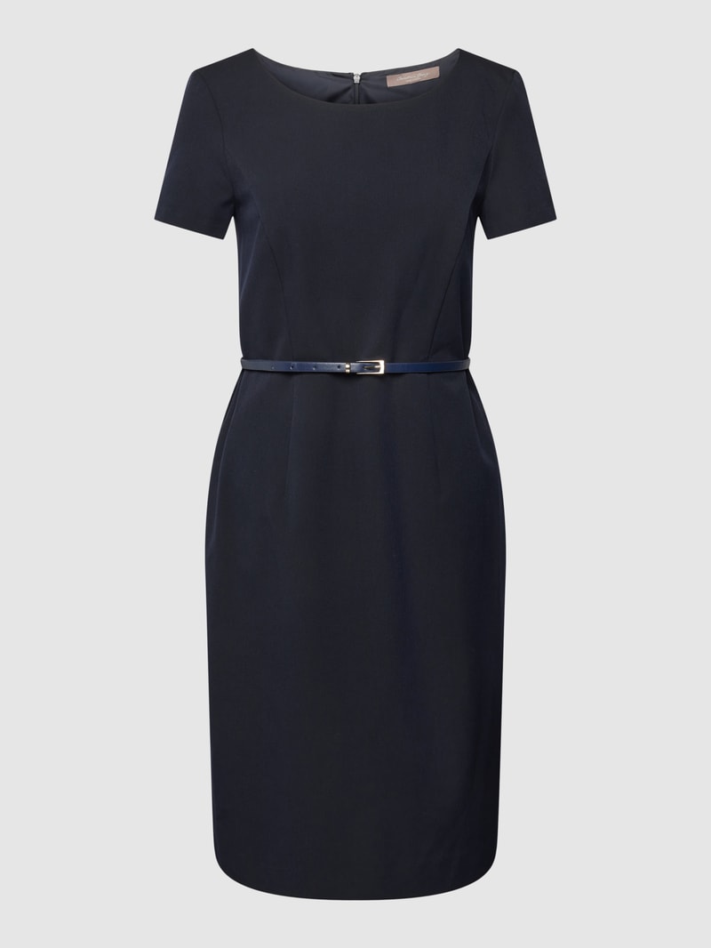 Kleid mit Rundhalsausschnitt in marineblau