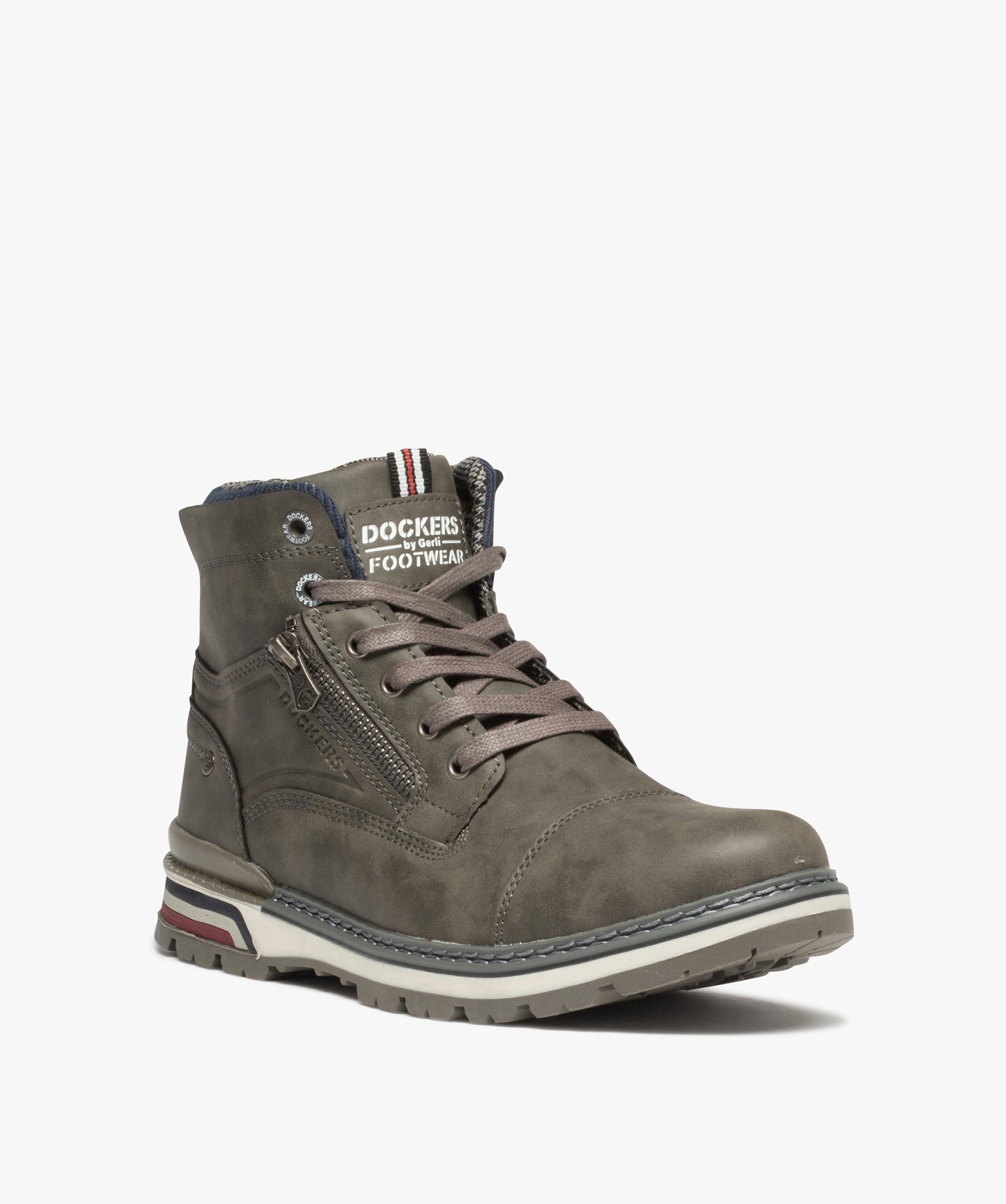 Boots homme unies à lacets et fermeture à zip - Dockers by... gris | GEMO