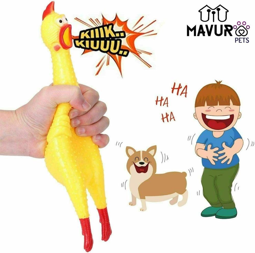 MAVURA Tierquietschie MAVURAPets Hundespielzeug Quietschendes Huhn quietscher Spielzeug Quietschfigur Quietscherfigur Quietsch Hahn Schreiendes Huhn Gummihuhn Gummi