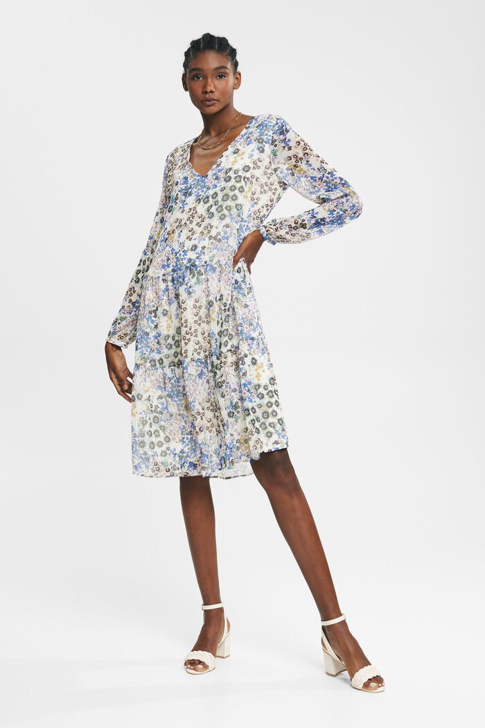 Crêpe-Kleid mit Millefleurs
