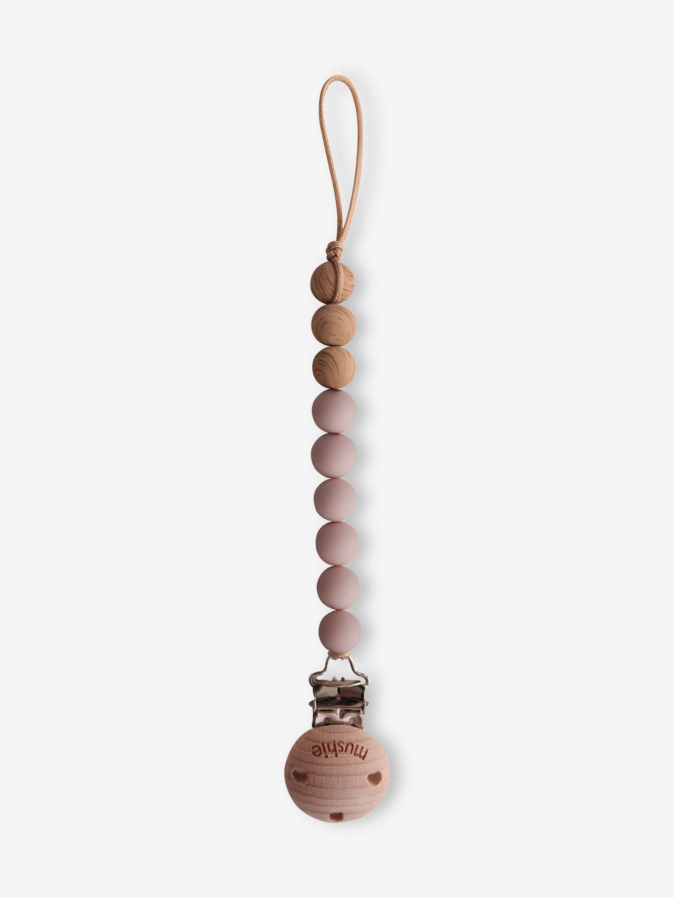 Cordon attache-sucette MUSHIE Eva en silicone rose blush