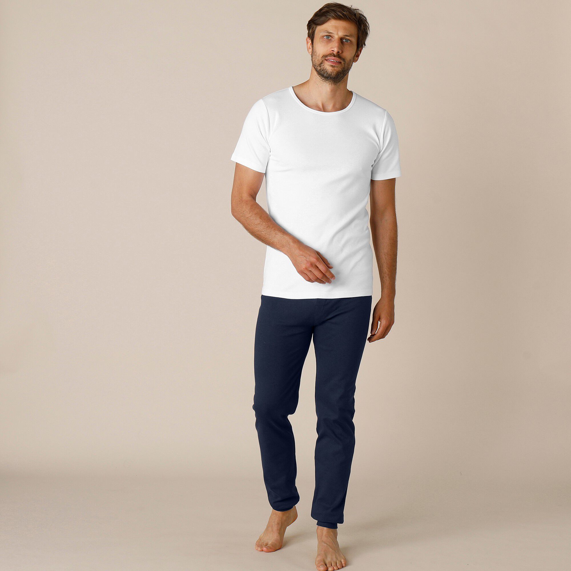 Tee-shirt sous-vêtement homme col rond manches courtes coton