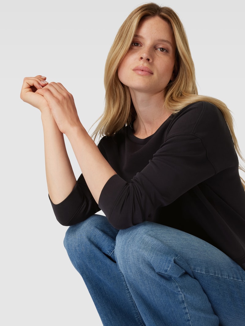 Sweatshirt mit Label-Applikation in schwarz