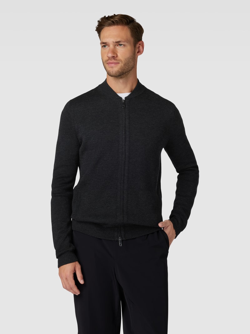 Strickjacke mit Zweiwege-Reißverschluss in anthrazit meliert