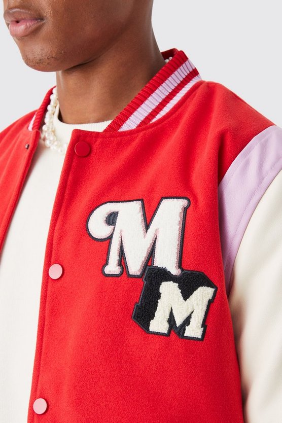 Melton PU-Jacke mit M-Aufnäher