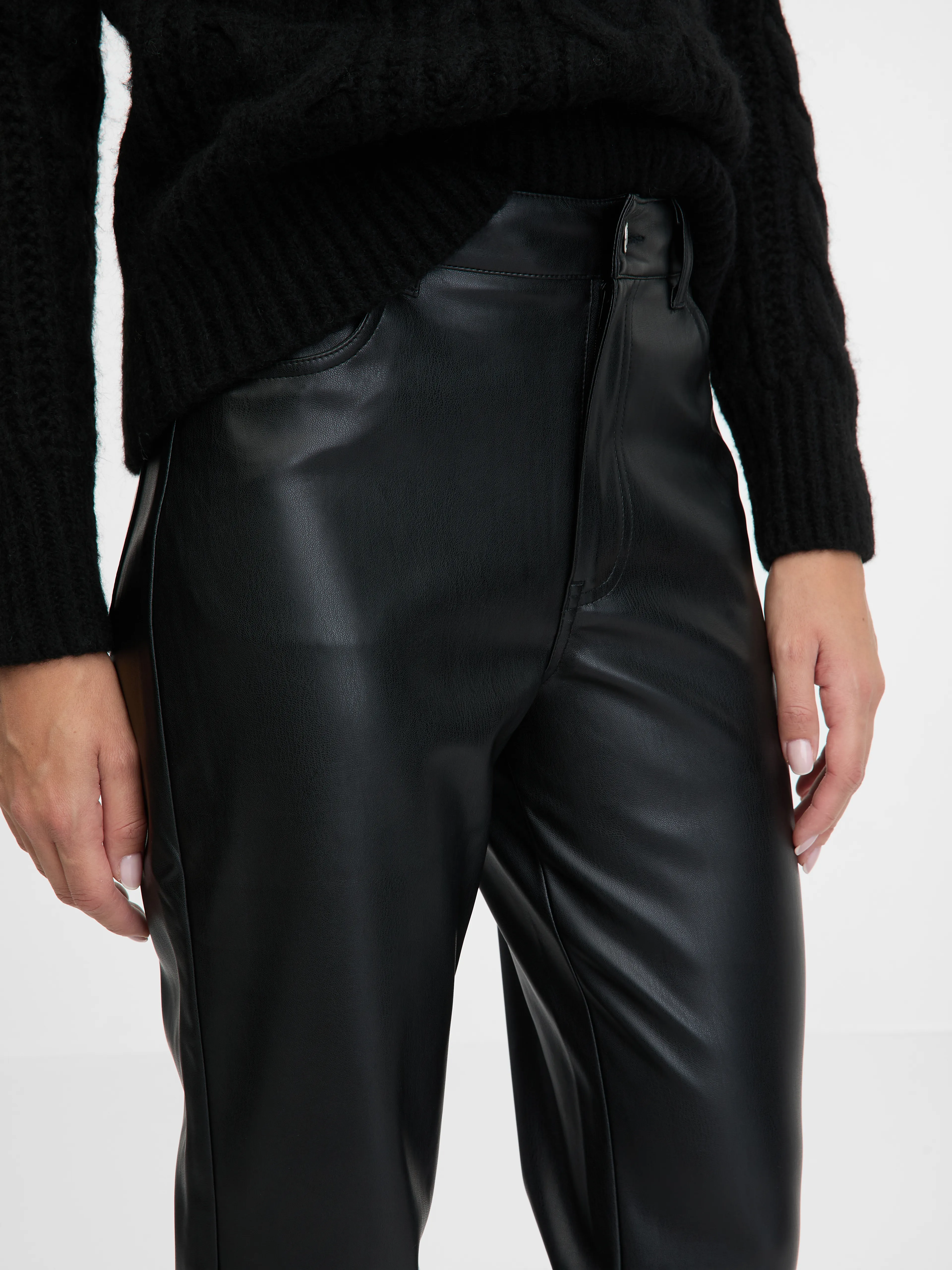 Schwarze Damen Lederhose ORSAY