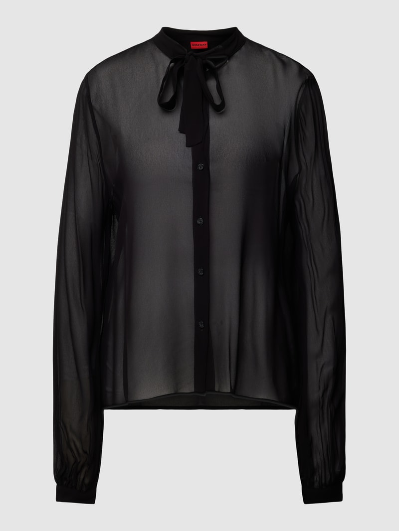Hemdbluse mit Schleifen-Detail Modell 'Emyana' in schwarz