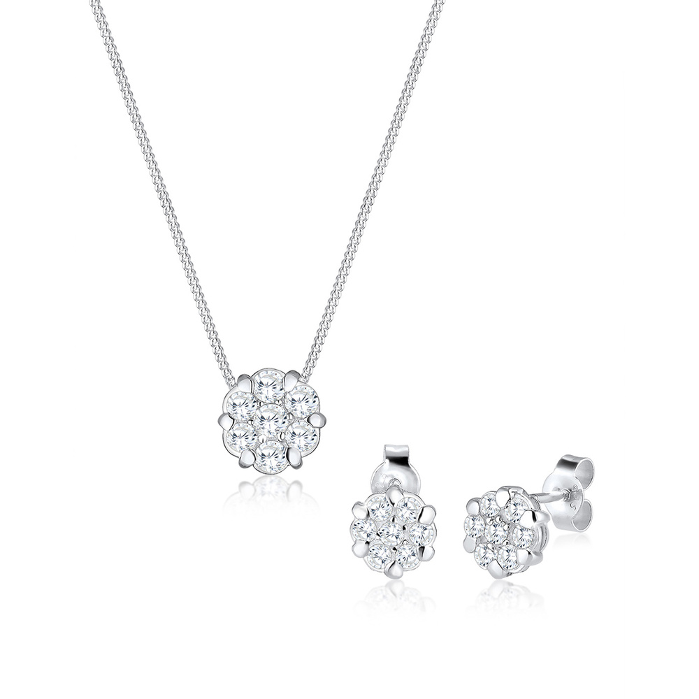 Elli Elli Ensemble de Bijoux Blume Zirkonia 925 Sterling Silber Bijoux