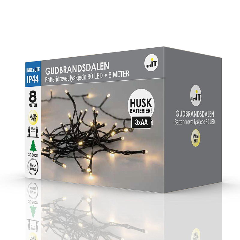 Light IT Lyslenke 80 LED Varmhvit, Gudbrandsdalen