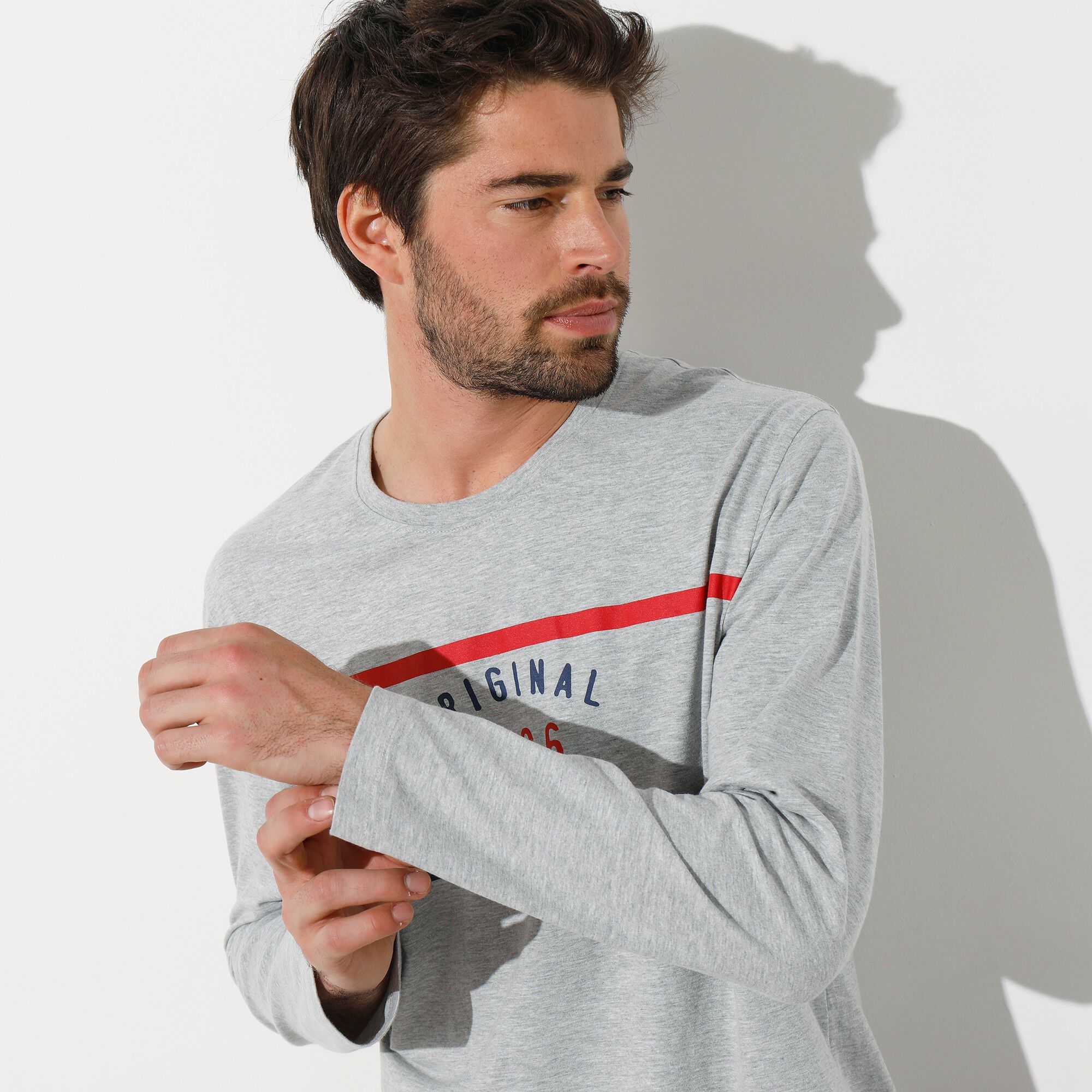 Tee-shirt pyjama manches longues polycoton