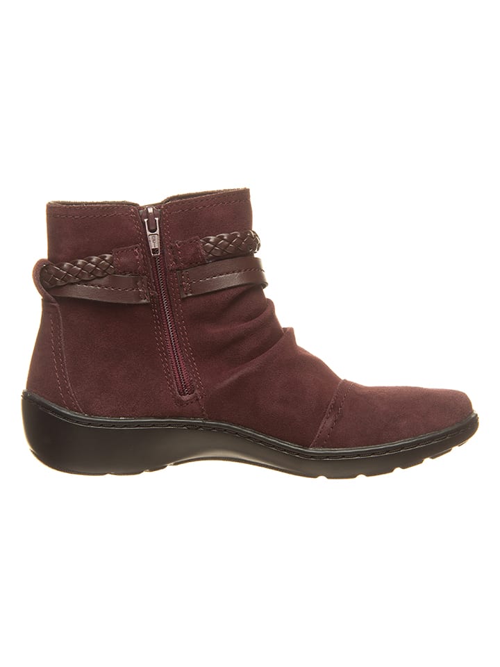 Clarks Leder-Ankle-Boots in Bordeaux günstig kaufen