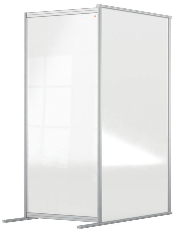Nobo Freistehende Raumteiler-Schutzwand Erweiterung Premium Plus 800 x 1800 x 600mm Aluminium, Plexiglas Acryl Silber eloxiert