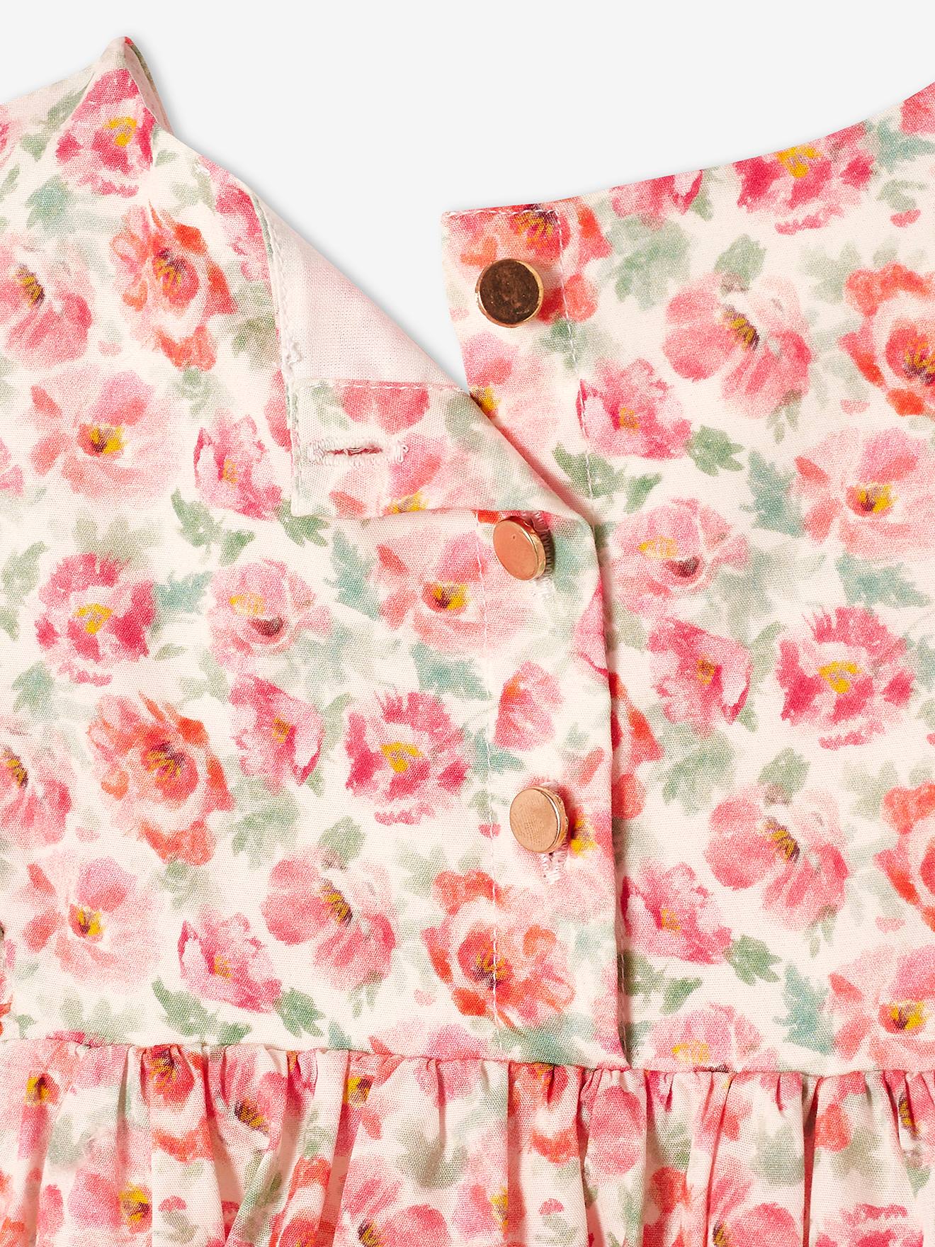 Blouse à fleurs manches volantées fille ivoire imprimé