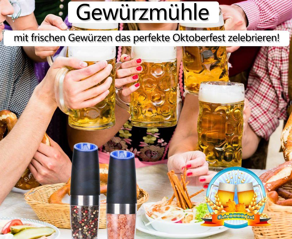 OKA Salzmühle Salz und Pfeffer Mühle Elektrisch Gewürzmühle elektrisch, mit Blauem LED-Licht,Salz und Pfeffermühle Elektrische set
