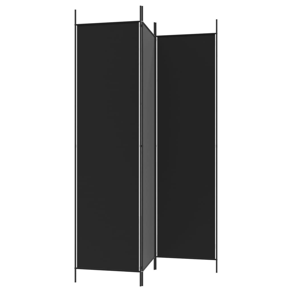 vidaXL Raumteiler 3-tlg. Paravent Schwarz 150x200 cm Stoff, 1-tlg.