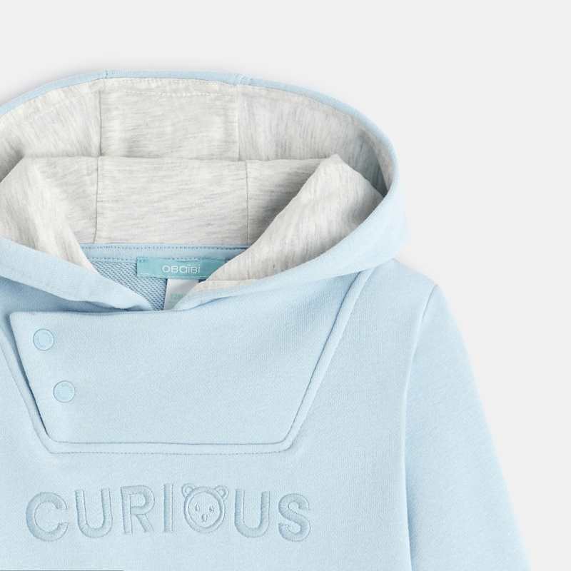 Sweat molleton à capuche bleu bébé garçon