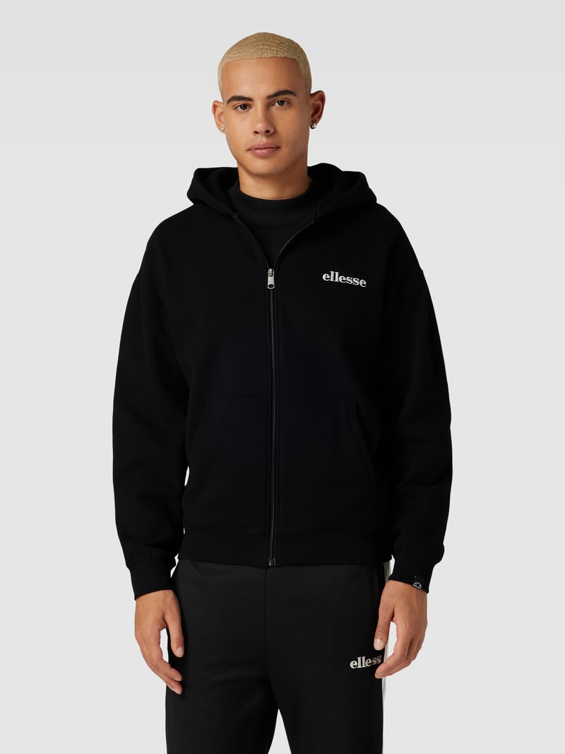 Sweatjacke mit Label-Stitching Modell 'MICHELANGELO' in schwarz