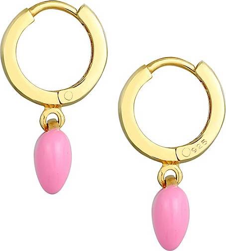 Elli Ohrringe Kinder Herz Creole Rosa Emaille Cute 925 Silber