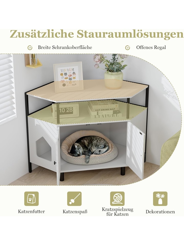 COSTWAY Katzenschrank für Ecke in Weiß günstig kaufen onesize
