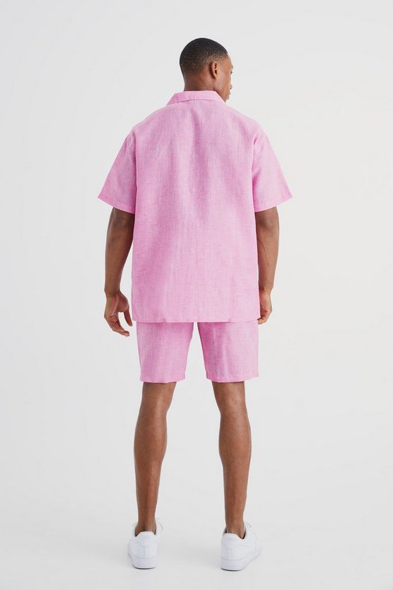 Oversize Hemd & Shorts in Leinenoptik
