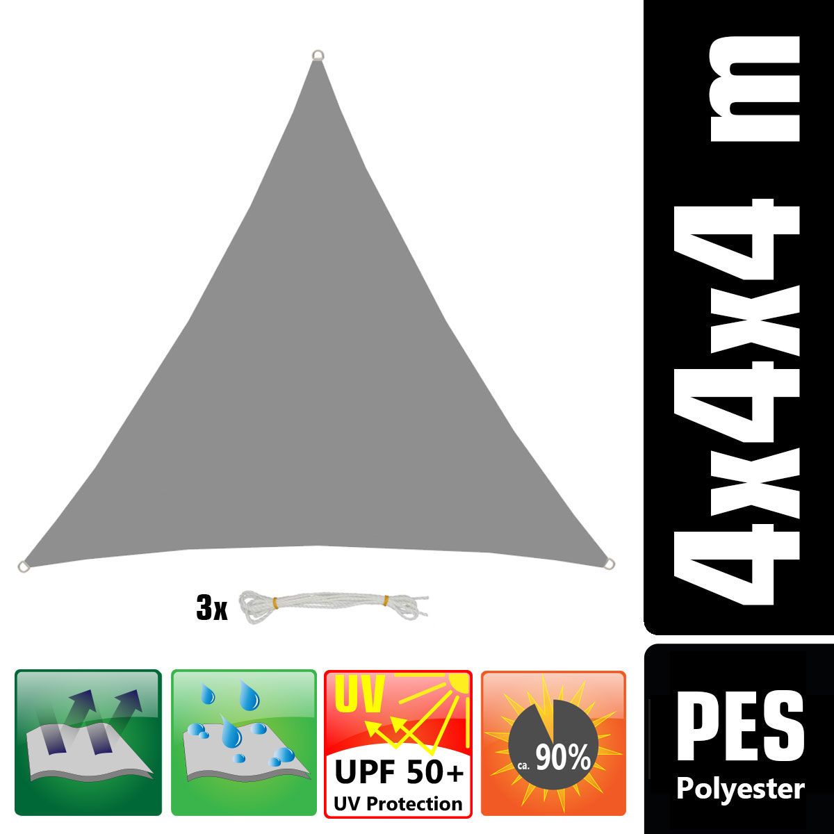 AMANKA 4 x 4 x 4 wasserabweisendes Polyester Sonnensegel