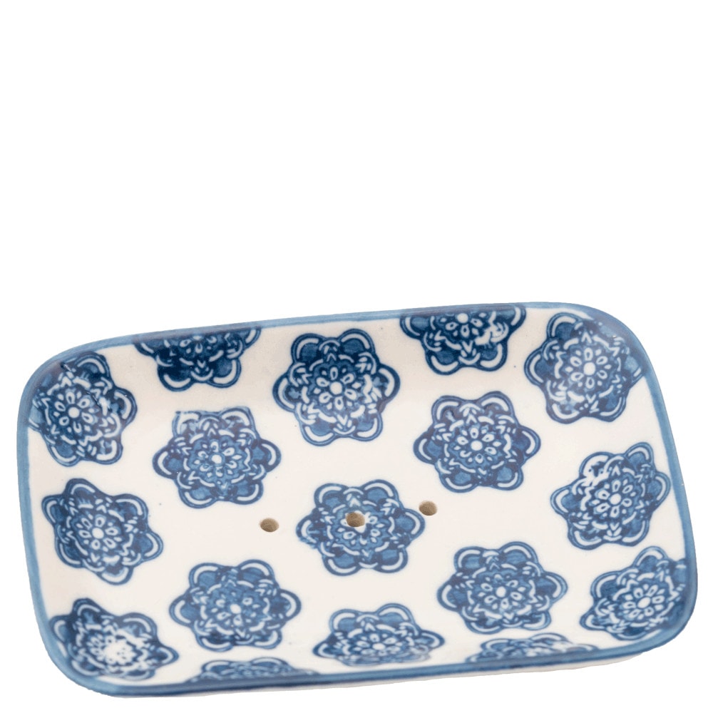 La savonnerie de nyons Porte-Savon Rectangulaire Pattern Bleu Porte-savon