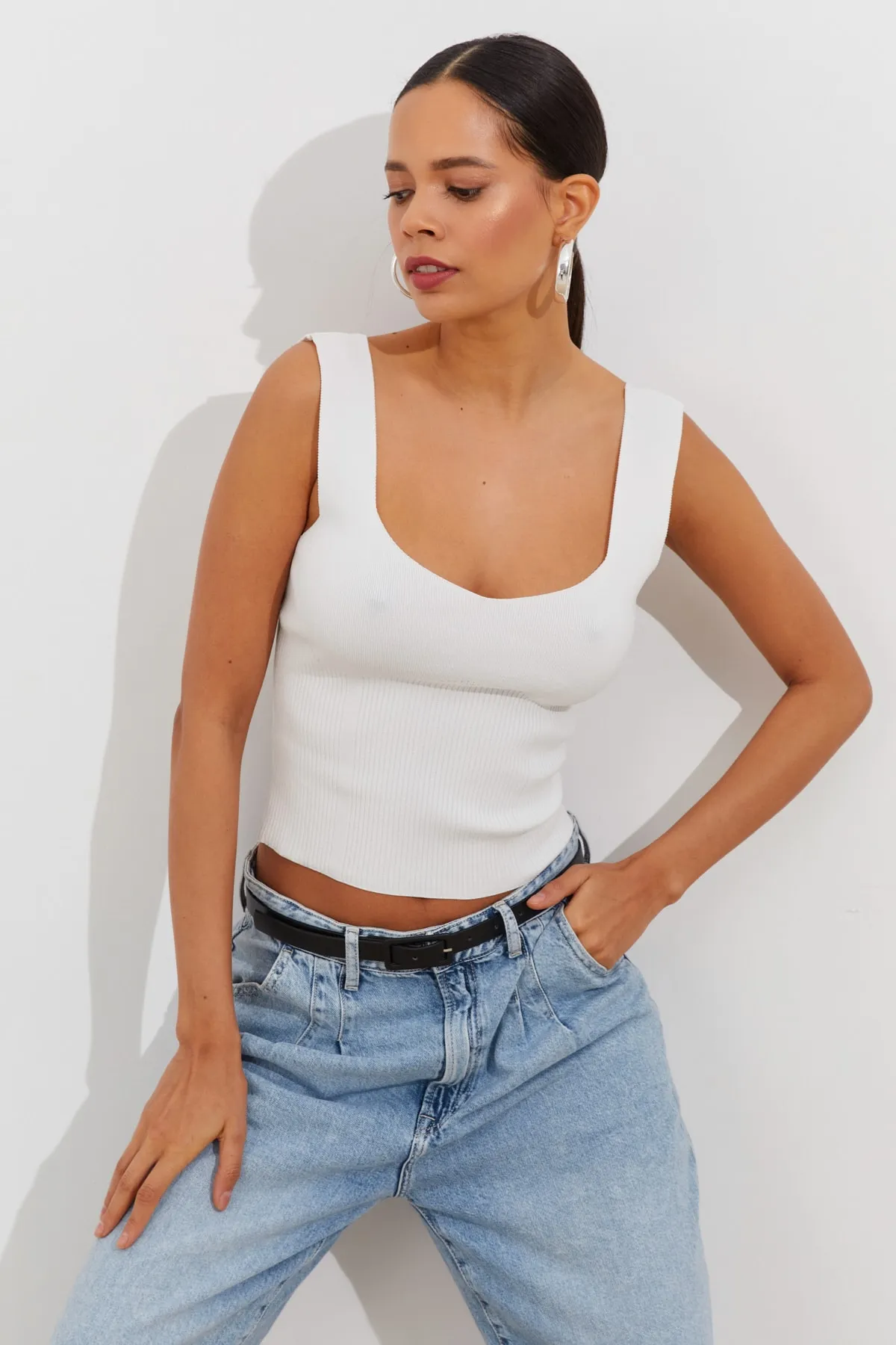 Cool & Sexy  Weißer Damen-Strick-Athlet YV117