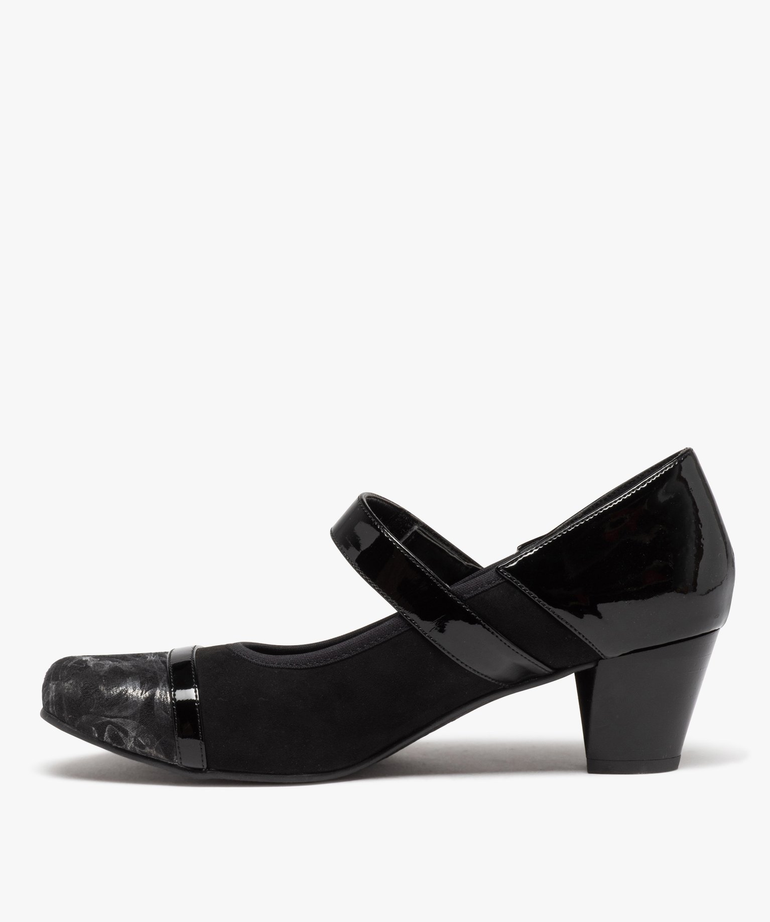 Escarpin confort avec brides vernies et petit talon femme noir | GEMO
