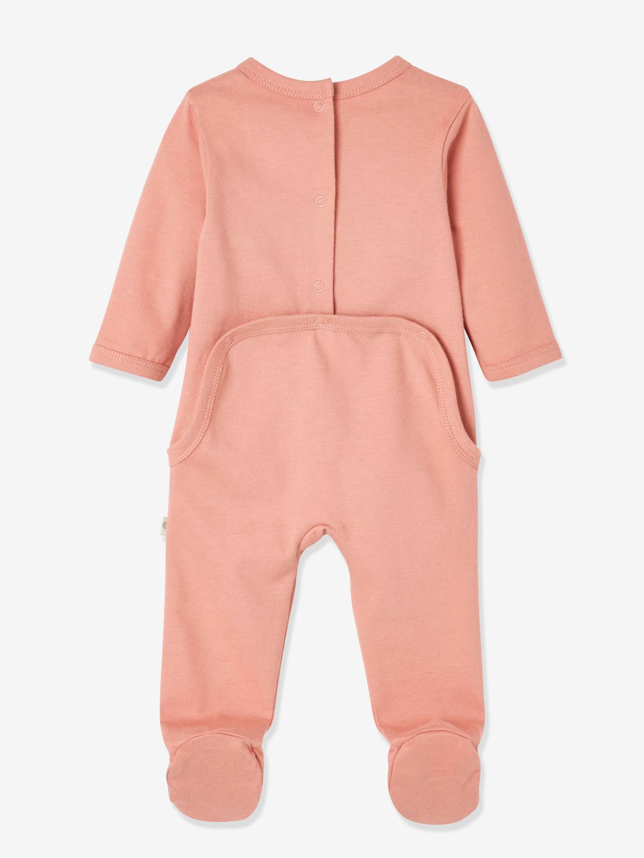 Lot de 2 pyjamas bébé ouverture naissance en coton bio bois de rose foncé