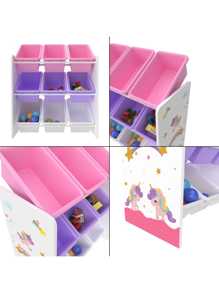 en.casa Kinderregal Muxía in Lila Rosa (H)60cm (B)62cm (T)26.5cm günstig kaufen onesize
