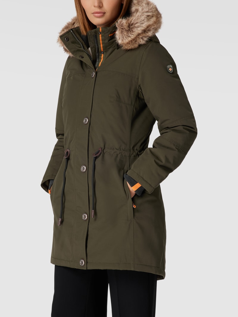 Funktionsjacke mit abnehmbarem Webpelz im Modell 'Wolkenlos 878' in olivgrün