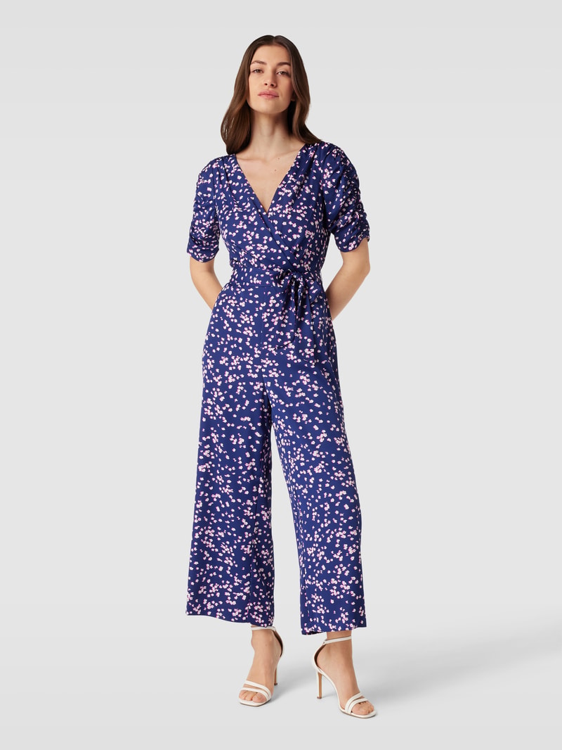 Jumpsuit mit V-Ausschnitt in dunkelblau