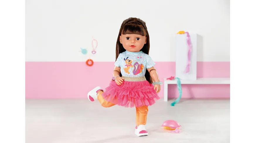 Zapf Creation - BABY born Puppe mit Haaren Sister Play & Style brunette 43cm