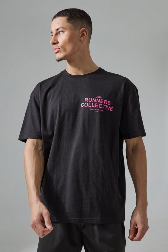 Active Oversize T-Shirt mit Runners Collective Print